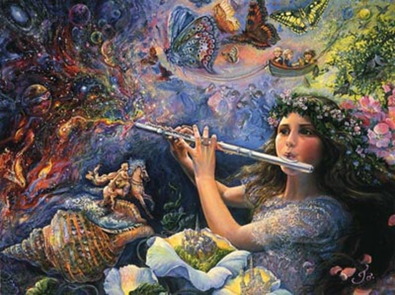 Enchanted Flute by Josephine Wall Wall Art Décor 24 x 36 Art Print